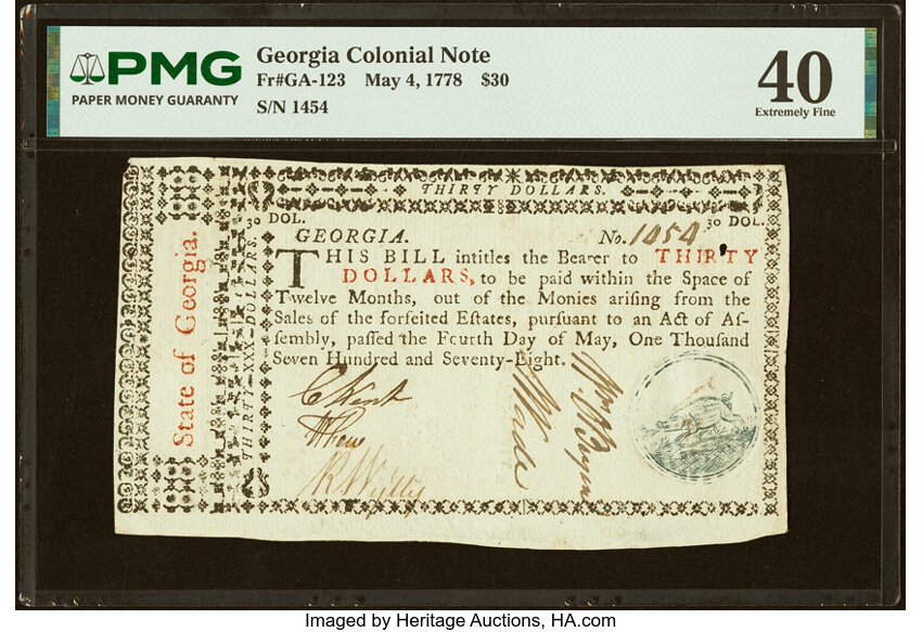 1778 $30  Georgia (Fr. GA123) thumbnail 4