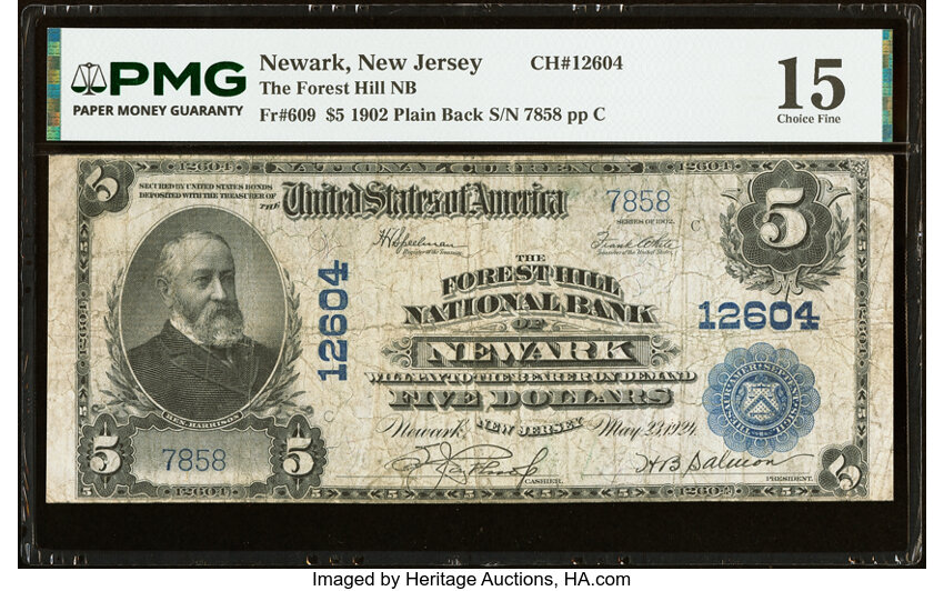 1902 $5  3rd Charter Period, 3rd Issue, Plain Back (Fr. 609) thumbnail 5