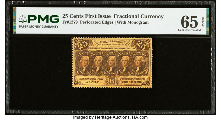  25c Five Stamps Obverse (Fr. 1279) thumbnail 2