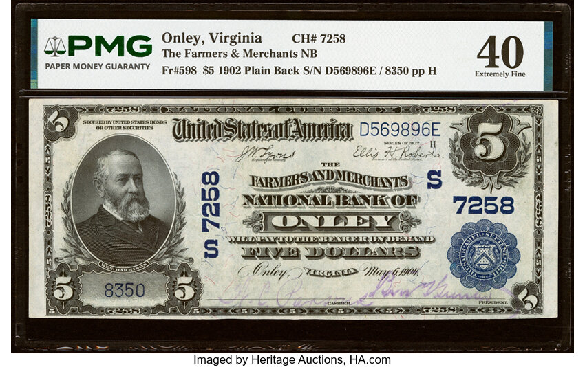 1902 $5  3rd Charter Period, 3rd Issue, Plain Back (Fr. 598) thumbnail 5