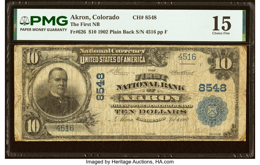 1902 $10  3rd Charter Period, 3rd Issue, Plain Back (Fr. 626) thumbnail 9