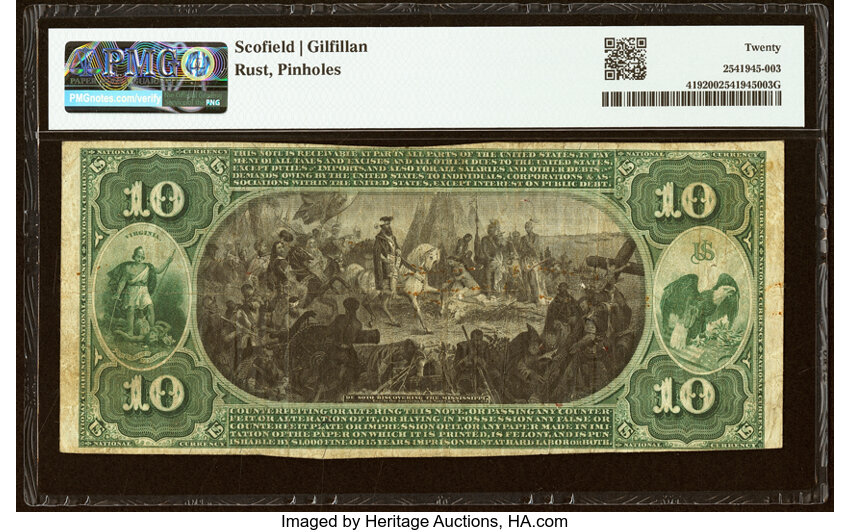 1875 $10  1st Charter Period, Scalloped Seal (Fr. 419) thumbnail 14