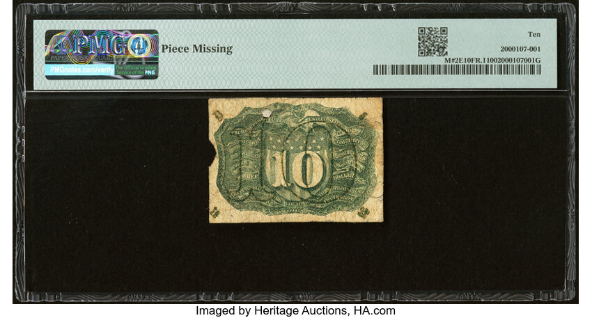  10c Head of George Washington in Bronze Oval Frame (Fr. 1249) thumbnail 15