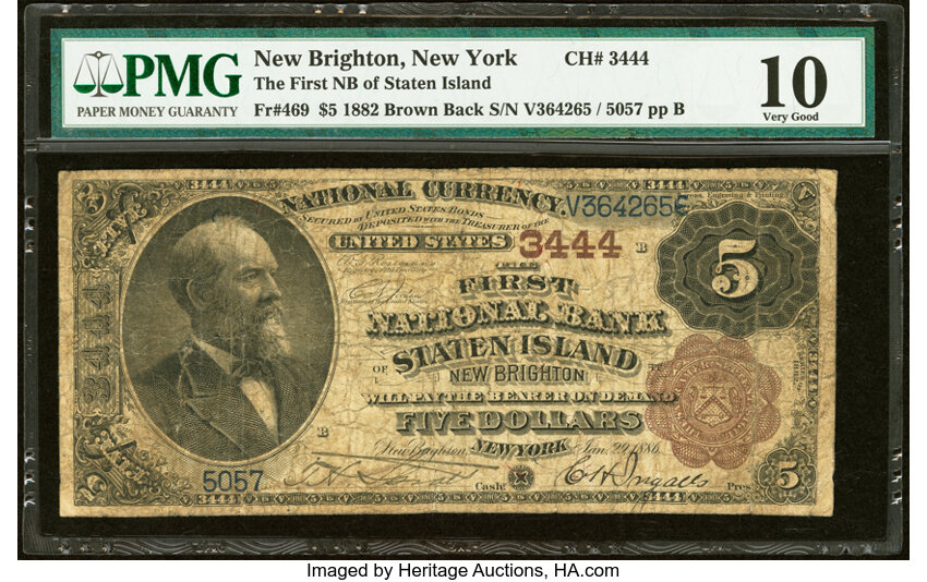 1882 $5  2nd Charter Period, 1st Issue, Brown Back (Fr. 469) thumbnail 9