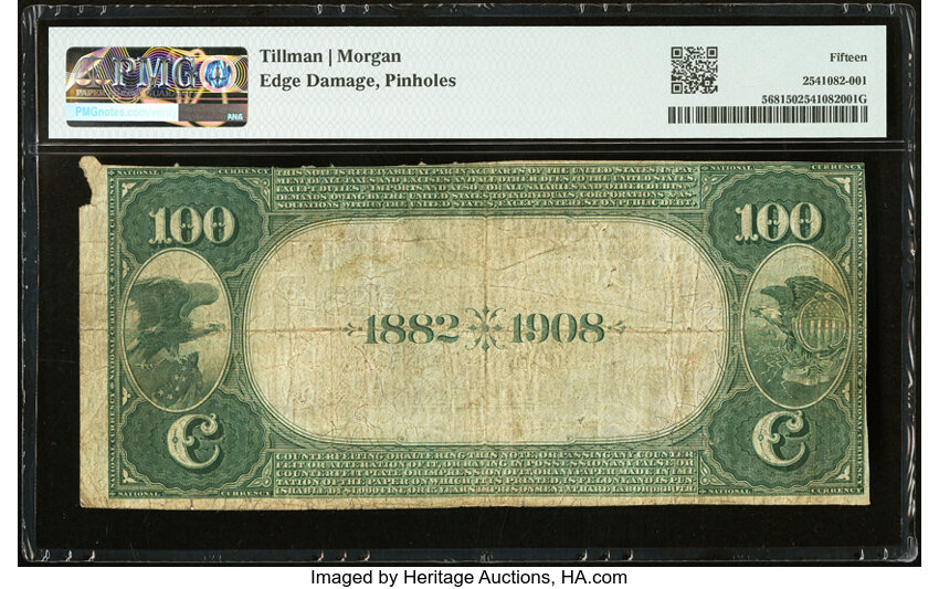 1882 $100  2nd Charter Period, 2nd Issue, Date Back (Fr. 568) thumbnail 3