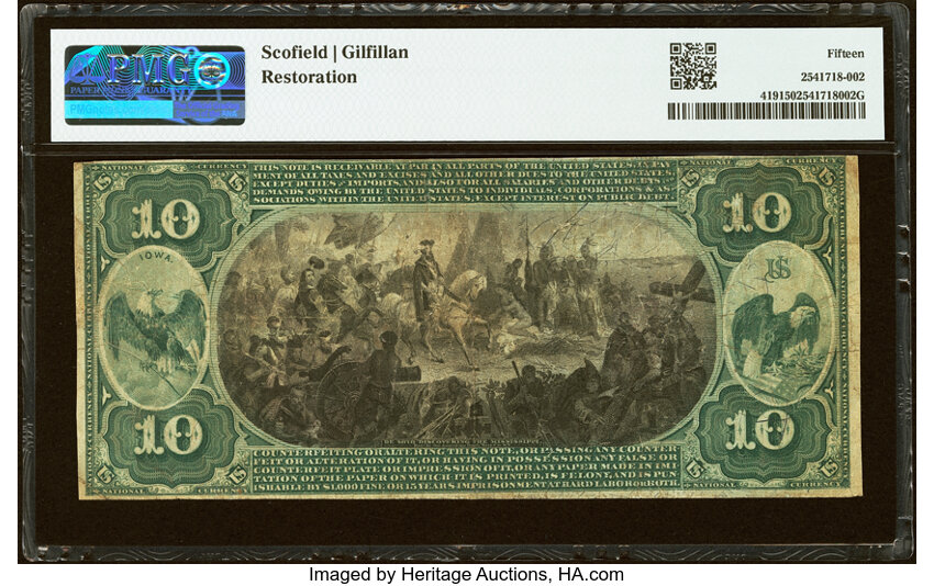 1875 $10  1st Charter Period, Scalloped Seal (Fr. 419) thumbnail 16