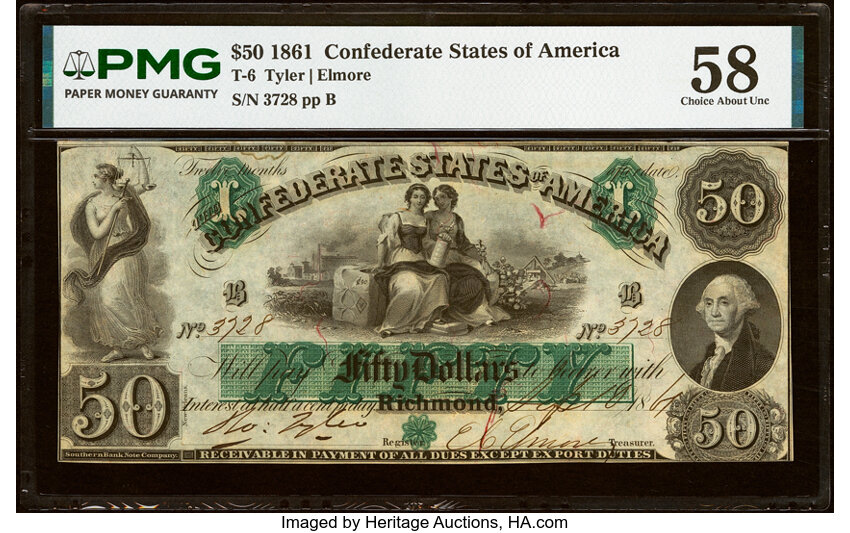 1861 $50  Richmond (Fr. T6) thumbnail 4