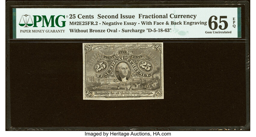  25c Head of George Washington in Bronze Oval Frame (Fr. 1290) thumbnail 4
