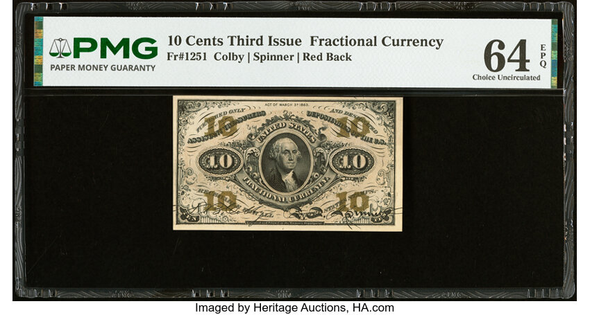  10c Head of George Washington (Fr. 1251) thumbnail 4