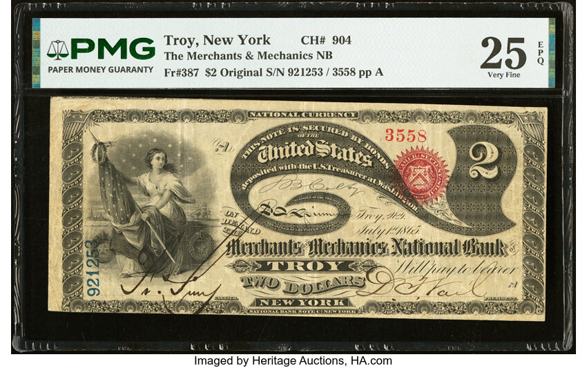 Original $2  1st Charter Period, Seal With Rays (Fr. 387) thumbnail 2
