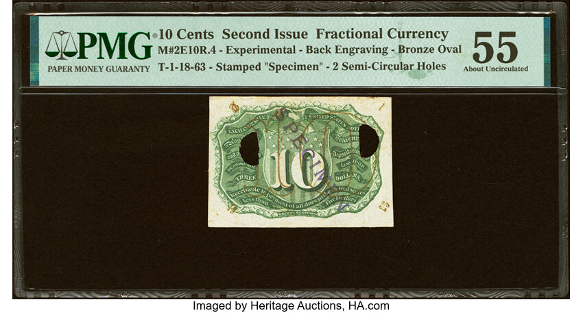  10c Head of George Washington in Bronze Oval Frame (Fr. 1249) thumbnail 3