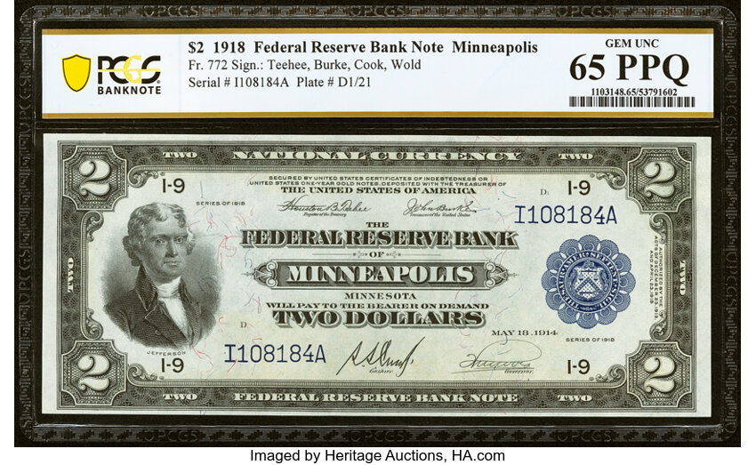 1918 $2  Minneapolis (Fr. 772) thumbnail 2
