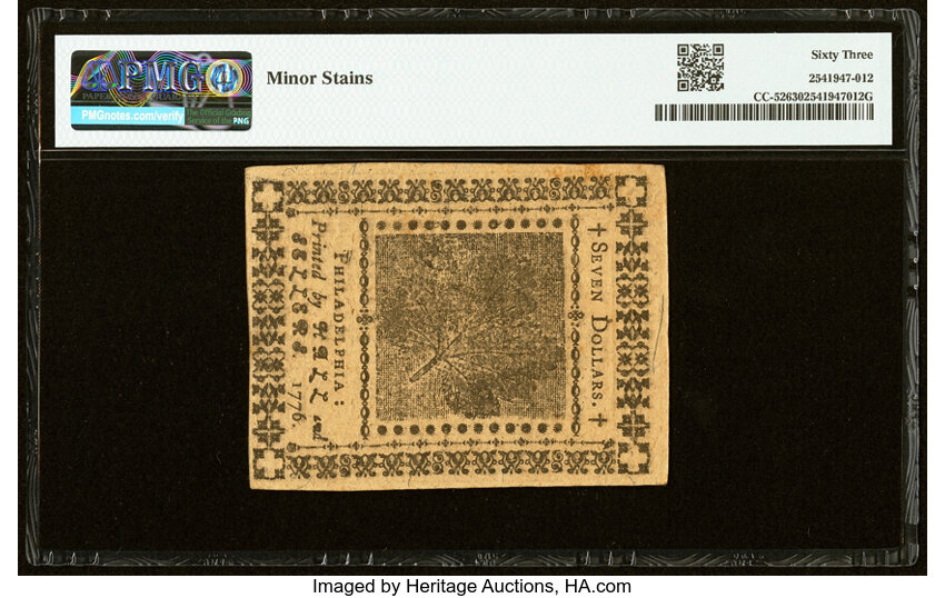 Nov 2, 1776 $7  Continental Congress (Fr. CC52) thumbnail 7