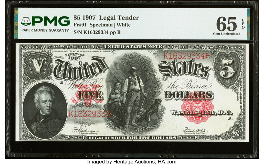 1907 $5  Mule (Fr. 91m) thumbnail 8