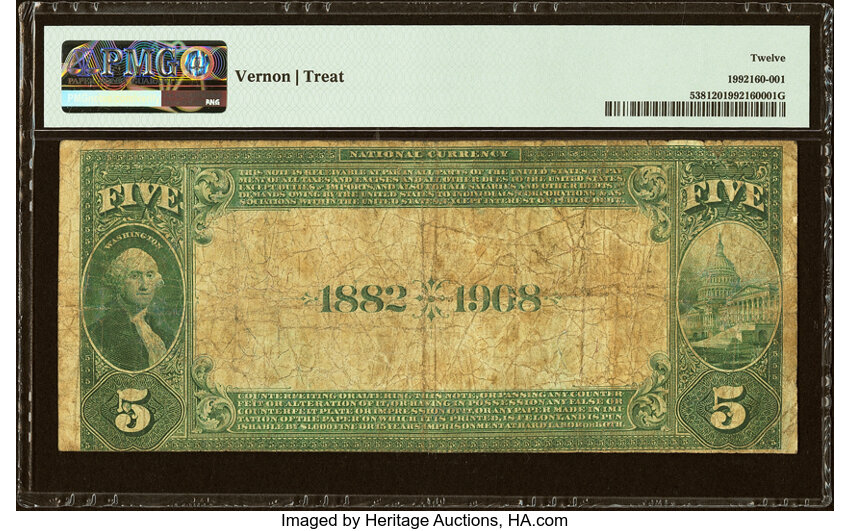 1882 $5  2nd Charter Period, 2nd Issue, Date Back (Fr. 538) thumbnail 4