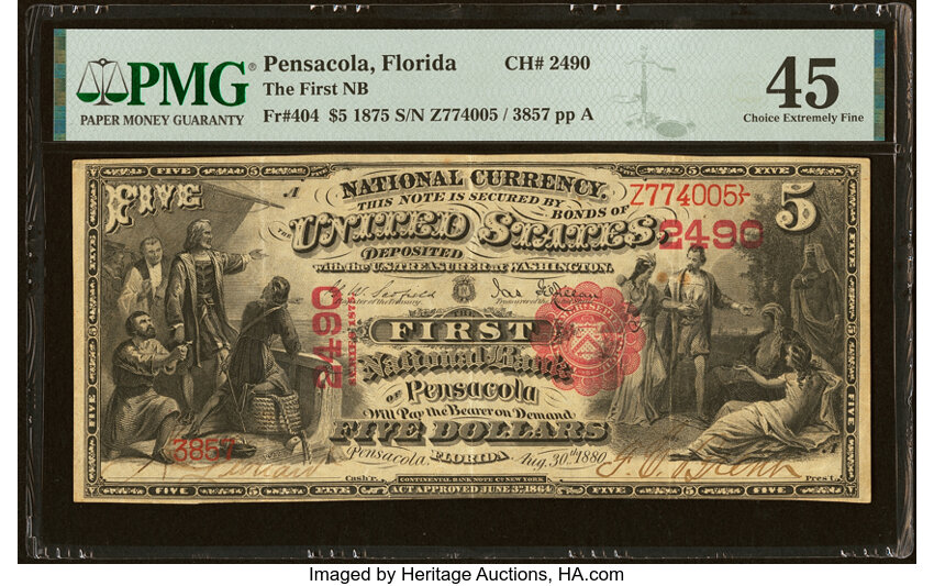 1875 $5  1st Charter Period, Scalloped Seal (Fr. 404) thumbnail 7