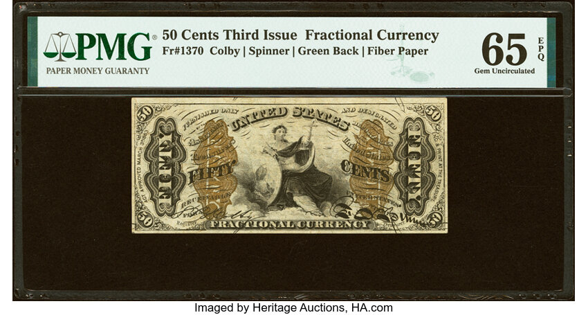 50c Seated Figure of Justice (Fr. 1370) thumbnail 2
