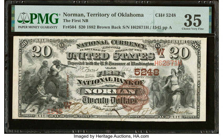 1882 $20  2nd Charter Period, 1st Issue, Brown Back (Fr. 504) thumbnail 9
