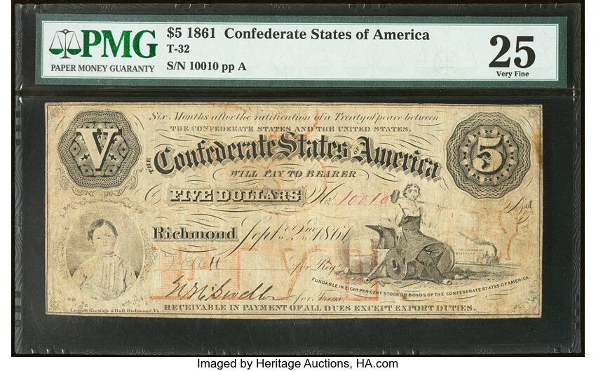 1861 $5  September 2, 1861 (Fr. T32) thumbnail 2