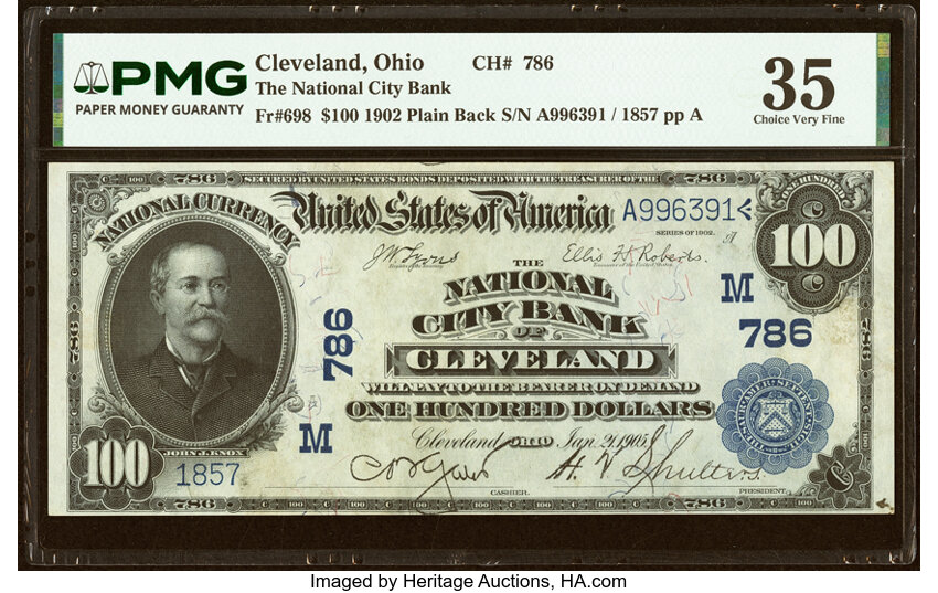 1902 $100  3rd Charter Period, 3rd Issue, Plain Back (Fr. 698) thumbnail 3