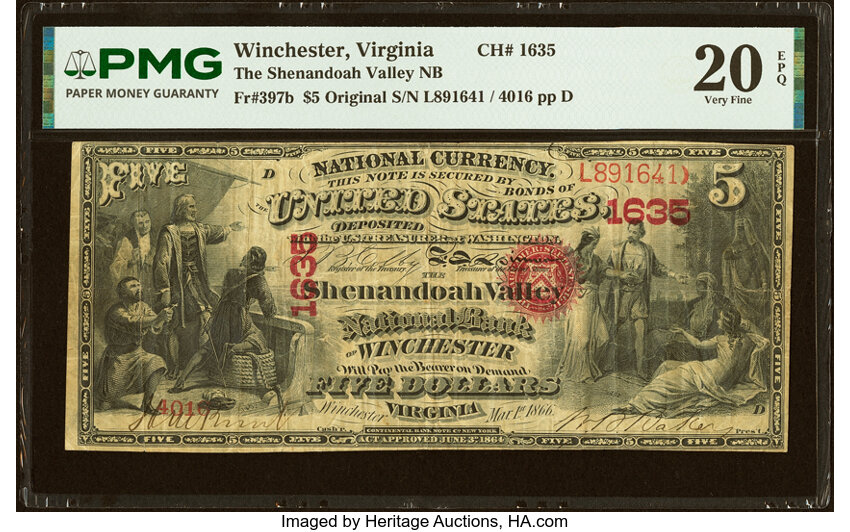 Original $5  1st Charter Period, Seal With Rays (Fr. 397b) thumbnail 2
