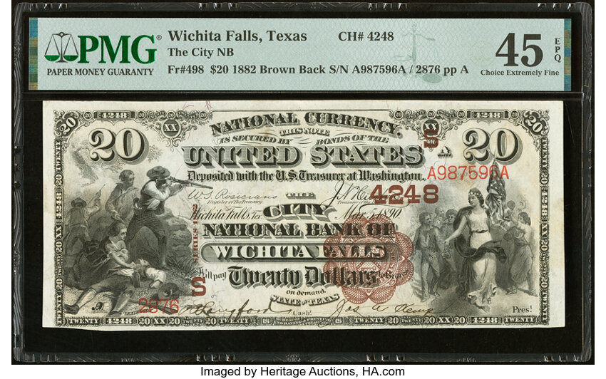 1882 $20  2nd Charter Period, 1st Issue, Brown Back (Fr. 498) thumbnail 5