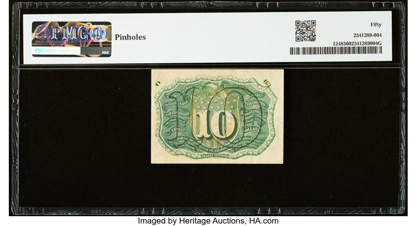  10c Head of George Washington in Bronze Oval Frame (Fr. 1248) thumbnail 4