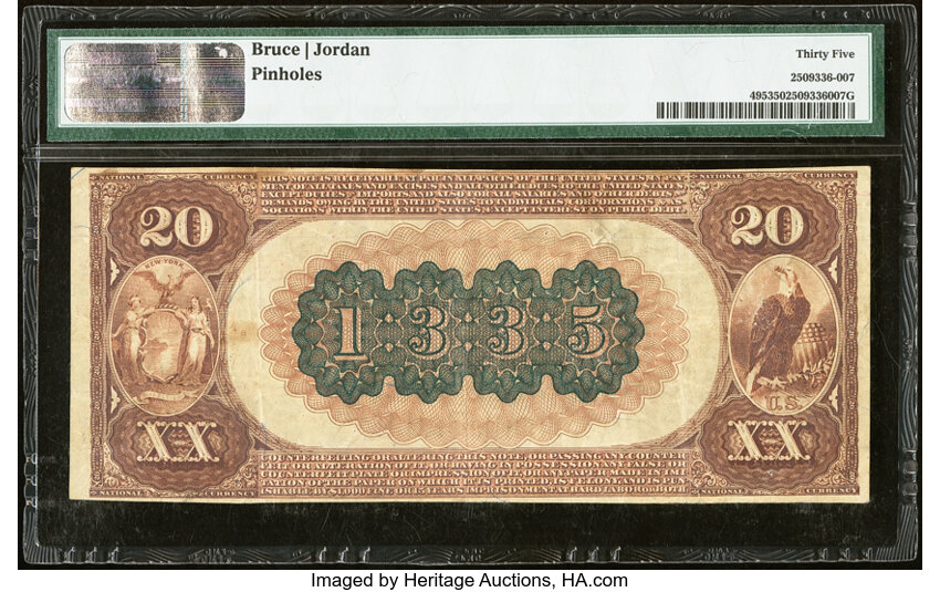 1882 $20  2nd Charter Period, 1st Issue, Brown Back (Fr. 495) thumbnail 4
