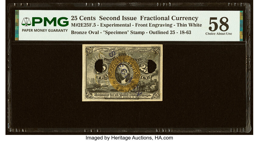  25c Head of George Washington in Bronze Oval Frame (Fr. 1284) thumbnail 3