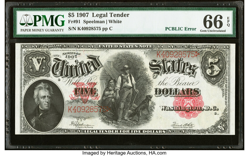 1907 $5  Mule (Fr. 91m) thumbnail 7