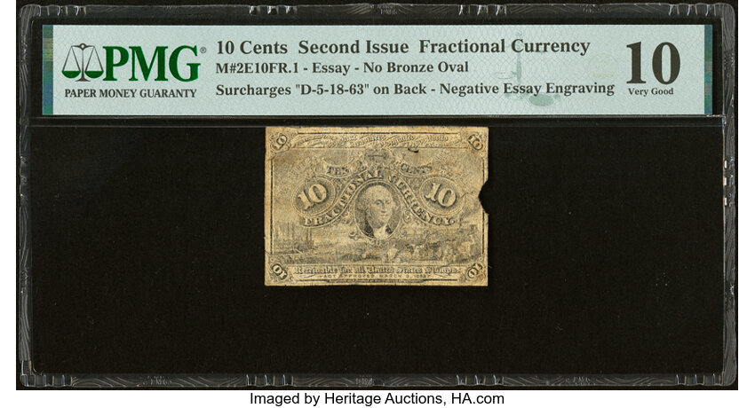 10c Head of George Washington in Bronze Oval Frame (Fr. 1249) thumbnail 4