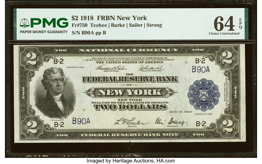 1918 $2  New York (Fr. 750) thumbnail 2