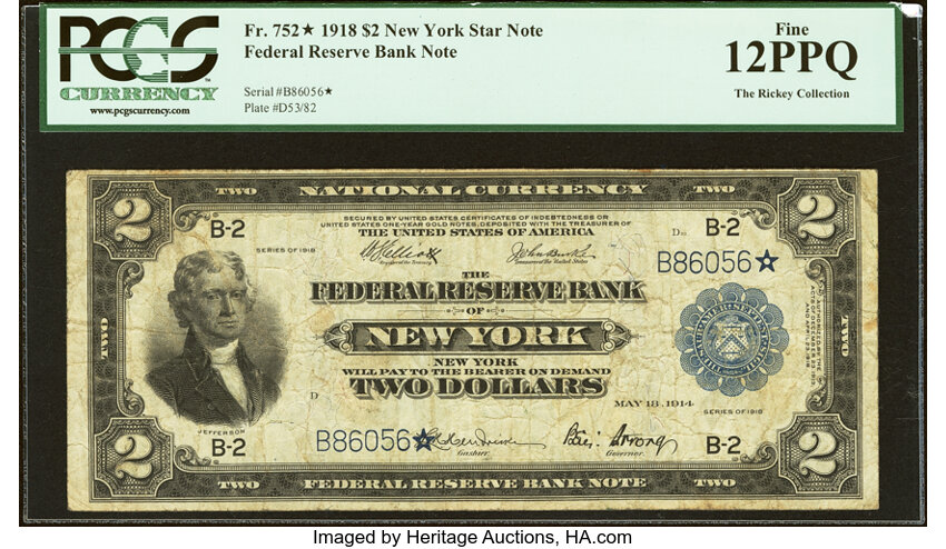 Image for 1918 $2  New York, Star Replacement (Fr. 752*)