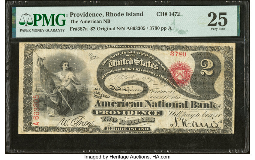 Original $2  1st Charter Period, Seal With Rays (Fr. 387a) thumbnail 13
