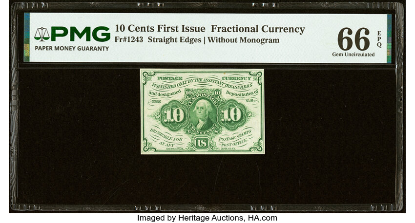  10c Washington Postage Stamp Obverse (Fr. 1243) thumbnail 2