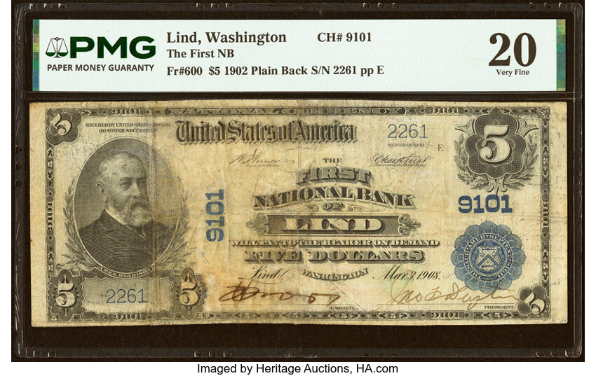 1902 $5  3rd Charter Period, 3rd Issue, Plain Back (Fr. 600) thumbnail 5