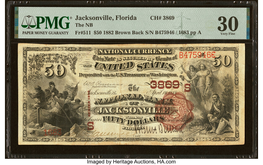 1882 $50  2nd Charter Period, 1st Issue, Brown Back (Fr. 511) thumbnail 2