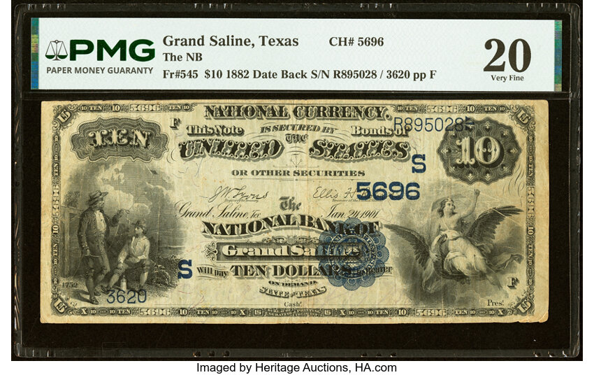 1882 $10  2nd Charter Period, 2nd Issue, Date Back (Fr. 545) thumbnail 4
