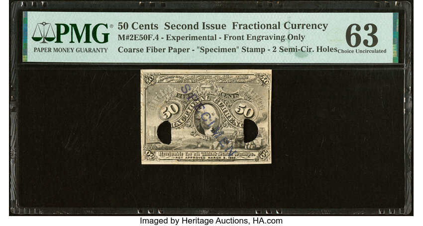  50c Head of George Washington in Bronze Oval Frame (Fr. 1316) thumbnail 4