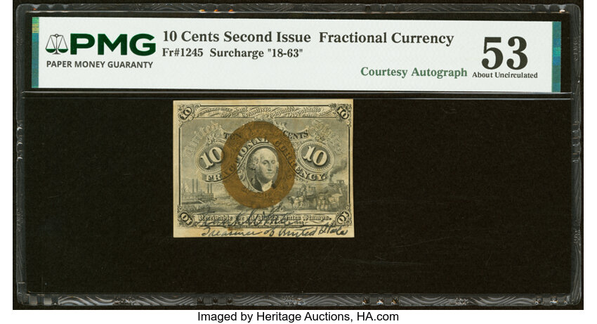  10c Head of George Washington in Bronze Oval Frame (Fr. 1245) thumbnail 3