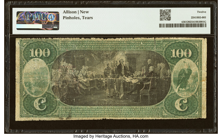 1875 $100  1st Charter Period, Scalloped Seal (Fr. 456) thumbnail 3