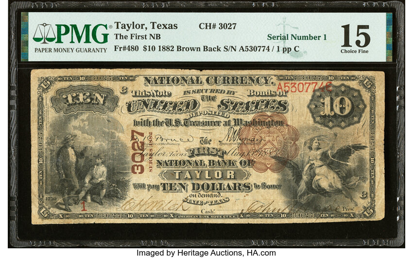 1882 $10  2nd Charter Period, 1st Issue, Brown Back (Fr. 480) thumbnail 7