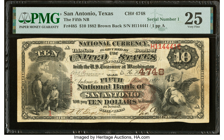1882 $10  2nd Charter Period, 1st Issue, Brown Back (Fr. 485) thumbnail 8