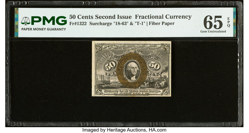  50c Head of George Washington in Bronze Oval Frame (Fr. 1322) thumbnail 3