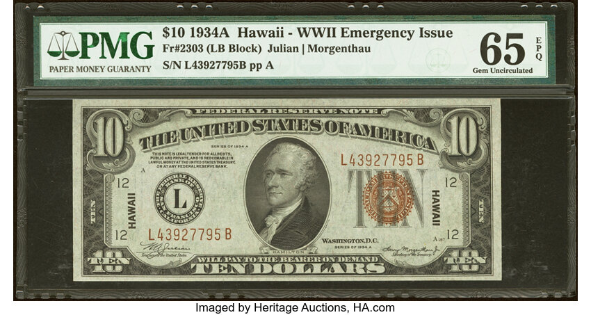 1934A $10  Hawaiian (Fr. 2303) thumbnail 2