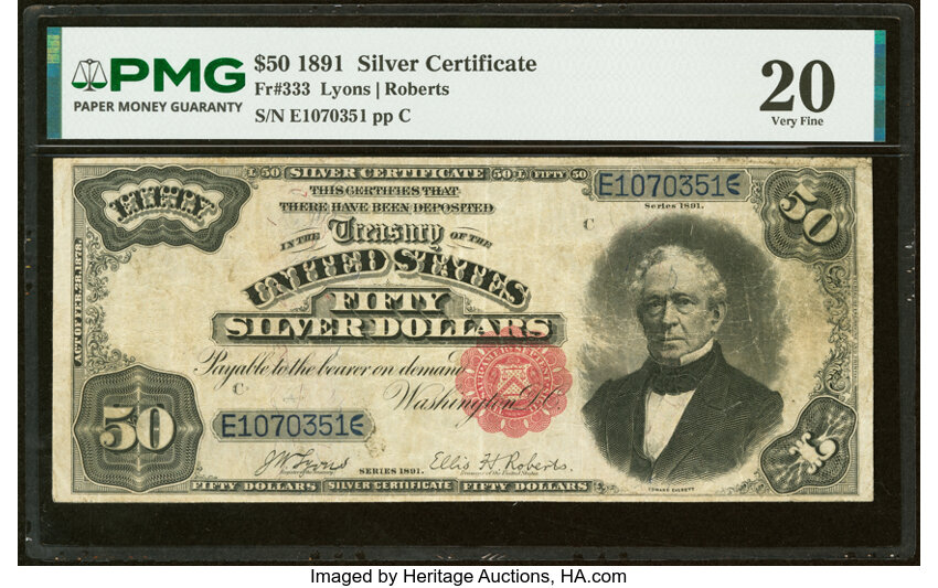 1891 $50  (Fr. 333) thumbnail 2