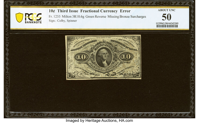  10c Head of George Washington (Fr. 1255) thumbnail 4