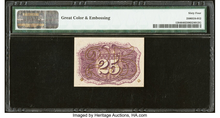  25c Head of George Washington in Bronze Oval Frame (Fr. 1284) thumbnail 7