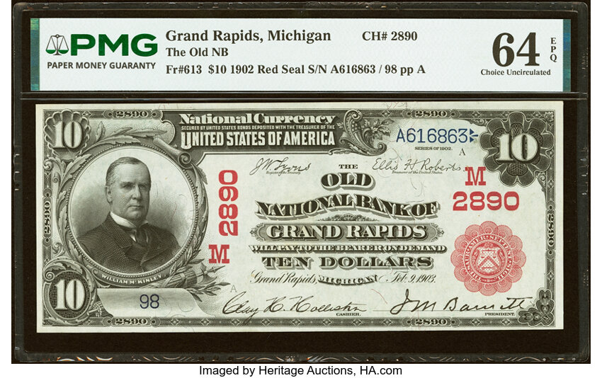1902 $10  3rd Charter Period, 1st Issue, Red Seal (Fr. 613) thumbnail 6