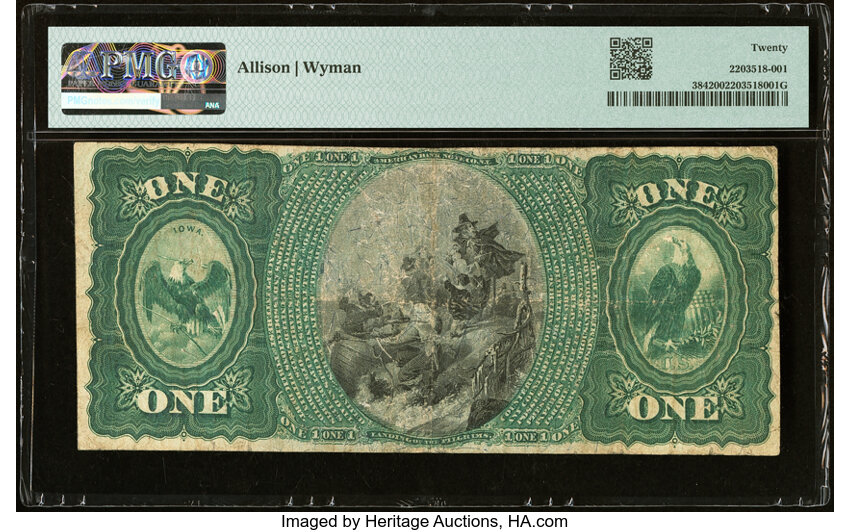 1875 $1  1st Charter Period, Scalloped Seal (Fr. 384) thumbnail 17